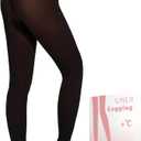 Fleece Lined Tights Women,Warm Pantyhose Leggings Women,Fake Translucent Thermal Skin Colored Tights Winter. Large