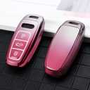 ELOHEI for Audi Key Fob Cover, Special Soft TPU Key Case Cover Protector Compatible with Audi A6L A6 A7 A8 Q7 Q8 E-Tron 2018-2022 A3 S3 S6 SQ7 RS6 S7 RS7 Smart Key(Gradient Pink)