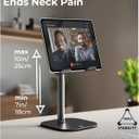 COOPER TabHolder, 7-10" Height Adjustable Tablet Stand, Premium iPad Stand for Desk, 270 Tilt iPad Holder for Desk, Tablet Holder, 15.6-17" Portable Monitor Support (Black)