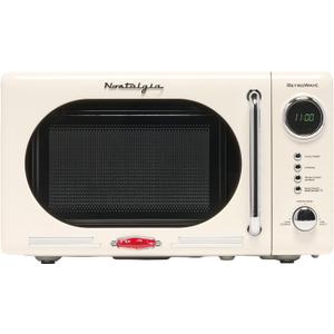 Nostalgia Retro Compact Countertop Microwave Oven - 0.7 Cu. Ft. - 700-Watts with LED Digital Display - Child Lock - Easy Clean Interior - Ivory (Door does not close)