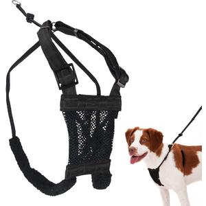Sporn No Pull Dog Harness, Durable Nylon Mesh Harness for Medium Dogs, No Choke Design, Padded Restraint Sleeves, Adjustable Fit, Easy On/Off, Ideal for Medium Breeds, Black