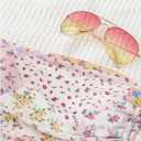 GORGLITTER Women's Floral Print Two Piece Sets Outfits Mesh Strapless Asymmetrical Tube Top and Bodycon Mini Skirt Sets (Pink, M)