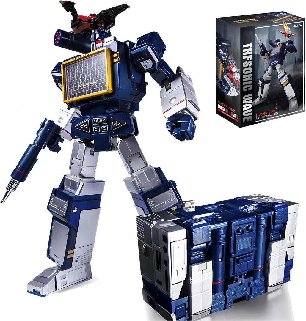 Deformation Robot Toys Tape Recorder 9.1 inches Gear Joints Action Figure Contains Metal Parts for Adults Kids, with 1 Tape