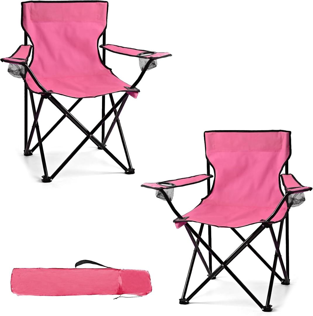 2 Pack Lightweight Camping Chairs for Adults & Teens, 250LBS Capacity Foldable Portable Chairs with Carry Bag, Compact Design for Camping, Beach, Picnics, and Outdoor Events (Medium)