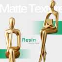3pcs Gold Decor Thinker Statue, Resin Abstract Man Cutout Art Action Statue Coffee Table Decor for Home Living Room Study Office Bookshelf Ornament