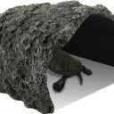 IBWell 9.1 Inch Reptile Hides Resin Tortoise Hideout for Hiding and Basking Aquarium Rock Caves for Snake Bearded Dragon Fish Lizard (Large, Green)