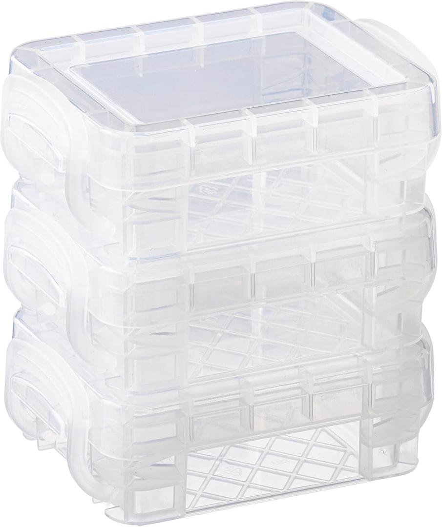 Super Stacker 3 Sheets (36 Total) Clear Bitty Boxes - Stackable Storage Containers for Craft Supplies and Office Supplies - Bulk 12 Pack