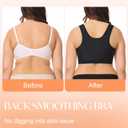 CYDREAM Front Closure Surgical Bra Wireless Bras for Women No Underwire Post Surgery Compression Support Band Full Coverage (Large, Black)