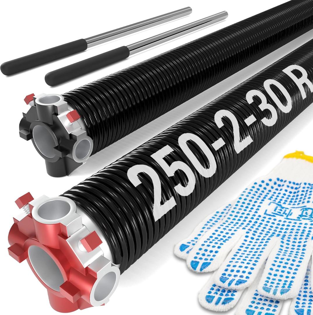 Pair of Garage Door Spring 0.250 x 2x 30 (Pair), 18000 Cycles Garage Spring Door Replacement, Heavy-Duty & Long-Lasting Garage Door Torsion Spring