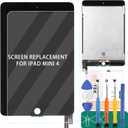 for iPad Mini 4 2015 LCD Screen Replacement 7.9" for iPad Mini 4 A1538 A1550 Display Touch Digitizer Screen Assembly Repair Parts Kits Black (Without Home Button)