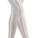 FEOYA Womens Shiny Thigh High Stocking Glossy Metallic Shimmery Stockings Party Club Cosplay (White)