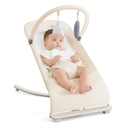 3-in-1 Portable Baby Bouncer & Rocker Chair for Newborn to Toddler - 4 Adjustable Recline Positions, Breathable Cotton Fabric, Natural Vibration, Supports Up to 33 lbs (Oatmeal Khaki)
