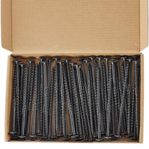 50 PCS #14 x 6 Inch Exterior Wood Screws with T30 Torx Drive Head, Black Epoxy Coated Rust-Resistant Outdoor Decking Screws for Fence & Timber, Partially Threaded Carbon Steel Construction Screws