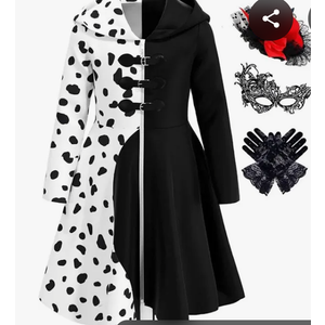 Mecamelon Girls Vintage Halloween Costume Dress Up Dalmatian Print Outfit, White, 7 Years