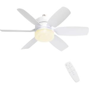 Fanspex 20.5'' Socket Ceiling Fan Light, 5 Fan Speeds with 3 Colors Adjustable Light, 8 Hours Timer (White)