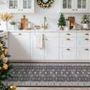 Hallway Washable Runner Rug - 2x10 Kitchen Rugs Entryway Rug Runner Vintage Soft Floor Mat Non Slip Indoor Farmhouse Carpet for Bathroom Living Room Bedroom(2 X 10, Black)