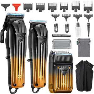 VGR 644 Hair Clippers for Men Professional, Cordless Beard Trimmer & Electric Razor Shavers for Men, Rechargeable 3 Piece Barber Hair Cutting Kit LED Display Men's Grooming Kit