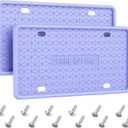 2 Pack Silicone License Plate Frame Front Back License Plate Cover License Plate Bracket Holder Rust-Proof, Rattle-Proof, Weather-Proof, for US CA Standard Cars (Purple)
