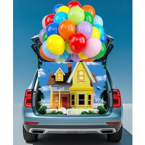 Trunk or Treat Car Decorations Kit Cartoon House and Balloons for Halloween Trunk or Treat Suv Decorations Kit