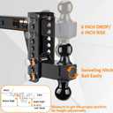 Adjustable Trailer Hitch -Drop Hitch-Tow Hitch with 2.5 inch Receiver-6inch Drop/Rise, 2" & 2-5/16" Ball Hitches for Trucks, 22,000 LBS GTW, Trailer Hitches with Anti-Theft Pin, Black