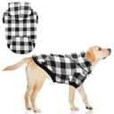 KOOLTAIL Plaid Dog Hoodie for Small Medium Large Dogs - Pet Clothes Sweater with Hat and Pocket for Cold Weather Winter, Warm Soft Hooded Sweatshirt Coat Outfit for Puppy Cats Girls Boys White XL/ XXL