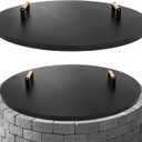 G GOOD GAIN Firepit Lid Round 36 Inch - Rust Resistant Fire Pit Lid Cover with Wooden Handle & Gloves, Fire Pit Snuffer Lid for Courtyards, Patio, Winter Cold Protection. Fits Fire Pits Up to 34"