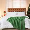 inhand Green Christmas Throw Blanket for Couch and Bed, Birthday Gifts for Women Teen Girl Friend Home Decor Knitted Blanket and Throws, Outdoor Lightweight Farmhouse Warm Woven Decorative, 50"x60"
