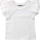 Infant Toddler Baby Girl Top Basic Plain Ruffle T-Shirt Blouse Casual Clothes, White