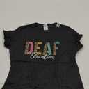 Deaf Education Half Leopard DHH Funny Deaf ASL Teacher T-Shirt L