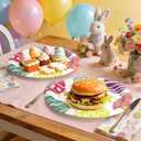 50 PCS Easter Plates, 9 Inch 7 Inch Dessert Paper Plates Party Supplies for Spring Holiday Picnic, Serve for 25 Guests (Egg)