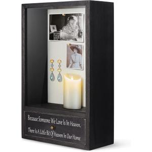 TJ.MOREE Memorial Gifts in Memory of Loved One Gifts Sympathy Gifts for Loss of Mother Father Remembrance Shadow Box - Because Someone We Love is in Heaven There is a Little Bit of Heaven in Our Home