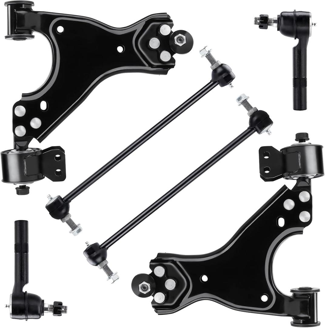 Front Lower Control Arm with Ball Joint Assembly + Sway Bars Outer Tie Rods Suspension kit for Buick Enclave 2008-2017 for Chevrolet Traverse 2007-2016 GMC Acadia Saturn Outlook K621231 K621232