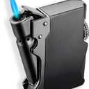 WEQTETJU Torch Lighter, Cool, Unique Design, Inflatable and Adjustable, Butane Lighter, Men's Gift (Butane Not Included) (Black)