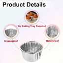 uxcell 50 Pcs Double-sided Aluminum Foil Cupcake Liners with Lids, Greaseproof Muffins Baking Cupcakes for Wedding Birthday Party Decoration, Silver (Round)