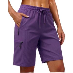 Ommiivex 7 Inches Inseam Women Hiking Casual Shorts Athletic Running Workout High Waisted with Pocket Mid Rise Comfortable