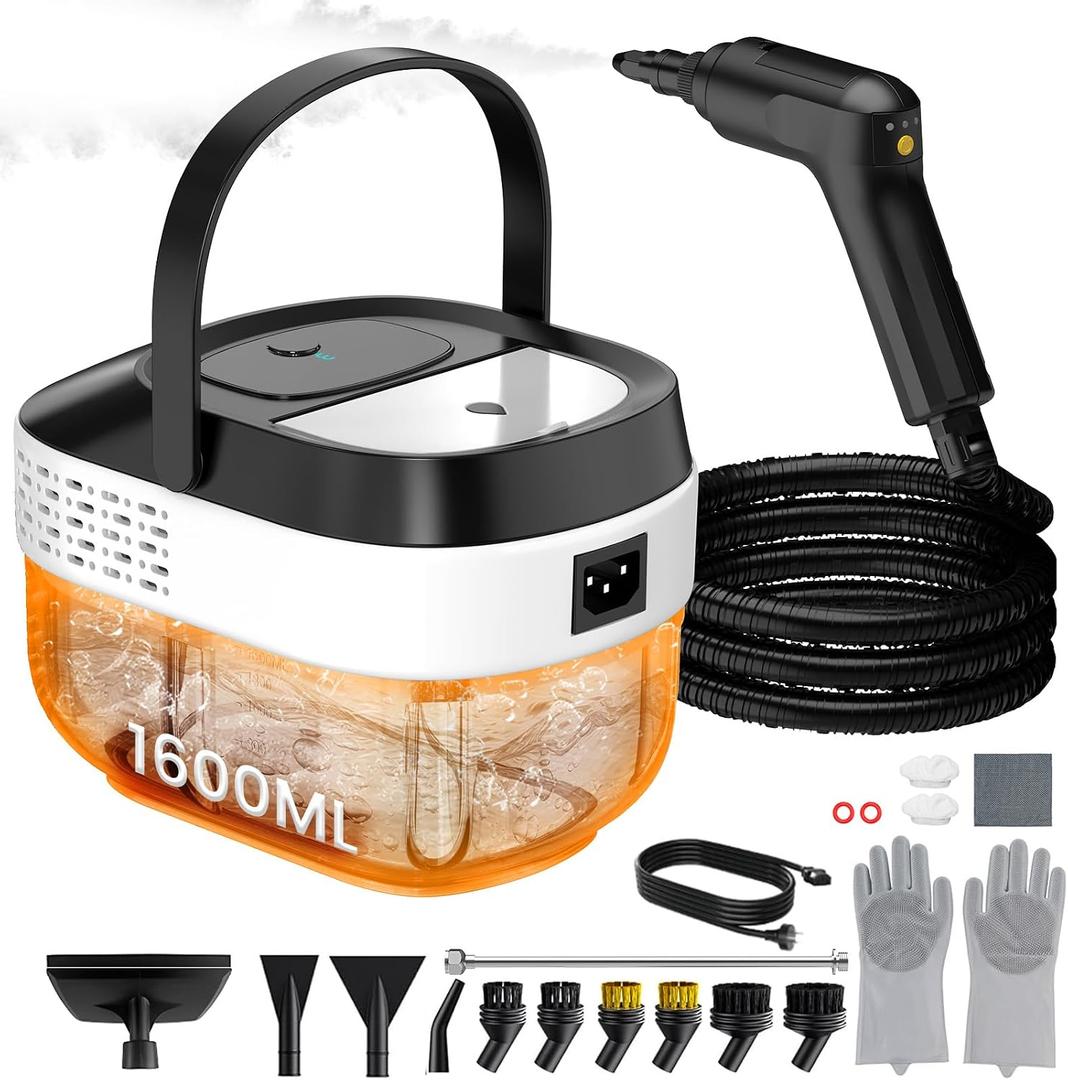 Pressurized Steam Cleaner 1.6L, 3-Level Adjustable Steamer for Cleaning, 10s Heat-Up, 2500W Handheld Steamer Cleaner for Home, Car, Kitchen, Floor, Multi-Surface Cleaning Machine, 22pcs Accessories