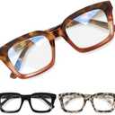 miyya Oprah Style Reading Glasses for Women, Cheaters Eyeglasses, Oversized Blue Light Readers, Fashion Eye Glasses+2.0