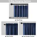 Navy Blue Sheer Curtains 45 Inches Long for Kitchen Set of 2 Panels Rod Pocket Light Airy Linen Cafe Tier Soft Dark Blue Short Curtains for Small Windows Bathroom Basement Decoration 52x45 Inch Length