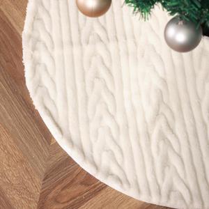 Christmas Tree Skirt 48 Inch Snowy White Thick Faux Fur White Tree Skirts Snowy & Thick for Xmas Year Party Holiday Home Decorations (Large)