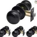 CML Hardware Matte Black Passage Door Knob, Interior Door Lock for Hallway Closet, No Locking, Keyless Round Ball Handle