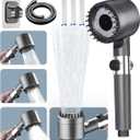 High Pressure Shower Head, Hard Water Filtered Shower Head and Hose Set with 4 Filters, 59 Hose & Bracket, 4 Spray Modes & Pause Switch, Massage Showerhead for Remove Chlorine (Gray)