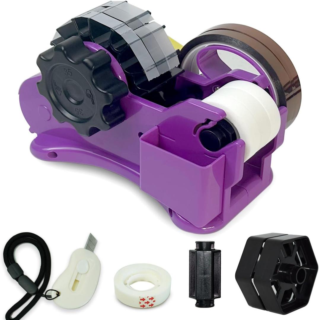 Heat Tape Dispenser Purple Multi-Roll Set, PreCut 1. 4'' Pieces for Heat Press or Mug Press Machine, 1+3'' Core, Semi-Automatic Tape Dispenser with Compartment Slots