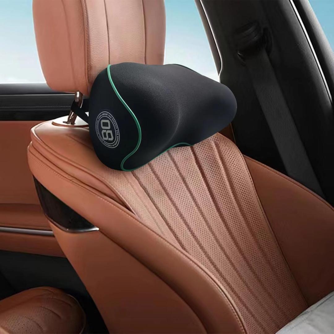 Really Soft Car Headrest Pillow, Car Pillow for Driving with Adjustable Strap, 100% Memory Foam Neck Pillow, Breathable Removable Cover & Ergonomic Design - Travel Car Neck Pillow(Lightblue Side Rope)