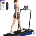 Lichico Treadmill with Incline Walking Pad Under Desk for Home and Office, 8.7MPH Compact Portable Folding Treadmill with Handle Bar, 3.0HP Quiet Brushless Motored, Remote and Smart App Control