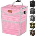 Pritent Car Trash Can with Lid, Cute Leakproof Car Trash Garbage Bag Hanging Vehicle Trash Bin Small Portable Automotive Garbage Cans Organizer for Back/Front Seat/Console(Trapezoid,Pink Print)