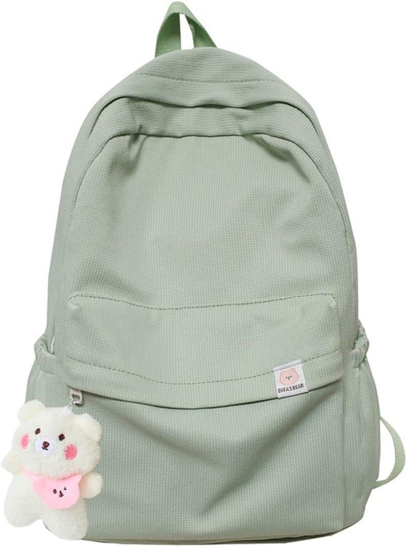 Aesthetic Backpack Cute Backpack School Supplies Laptop Bag for Teens Girls Women Students Solid Color (Sage Green)