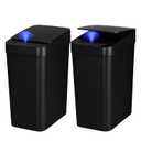 2 Pack Bathroom Trash can,Smart Touchless Trash Can,Automatic Motion Sensor Trash Bin with Lid,2.4 Gallon Garbage Can, Kitchen, Bathroom, Office, Bedroom Trash can (Black+Black)