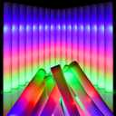 Wellent 130 PCS LED Foam Glow Sticks Bulk, Glow in the Dark Party Supplies with 3 Modes Colorful Flashing, Neon Party Favors for Birthday, Wedding, Carnival, Concert, New Year