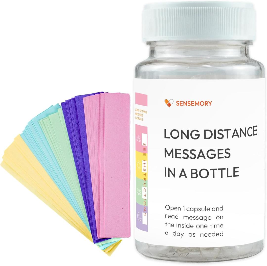 Sensemory Love Capsules Messages in a Bottle, Letters Long Distance Relationships Gifts (50+), Valentine's Day Gifts for Wife, Husband, Boyfriend, Engaged Present for Couples (Long Distance (Blank))