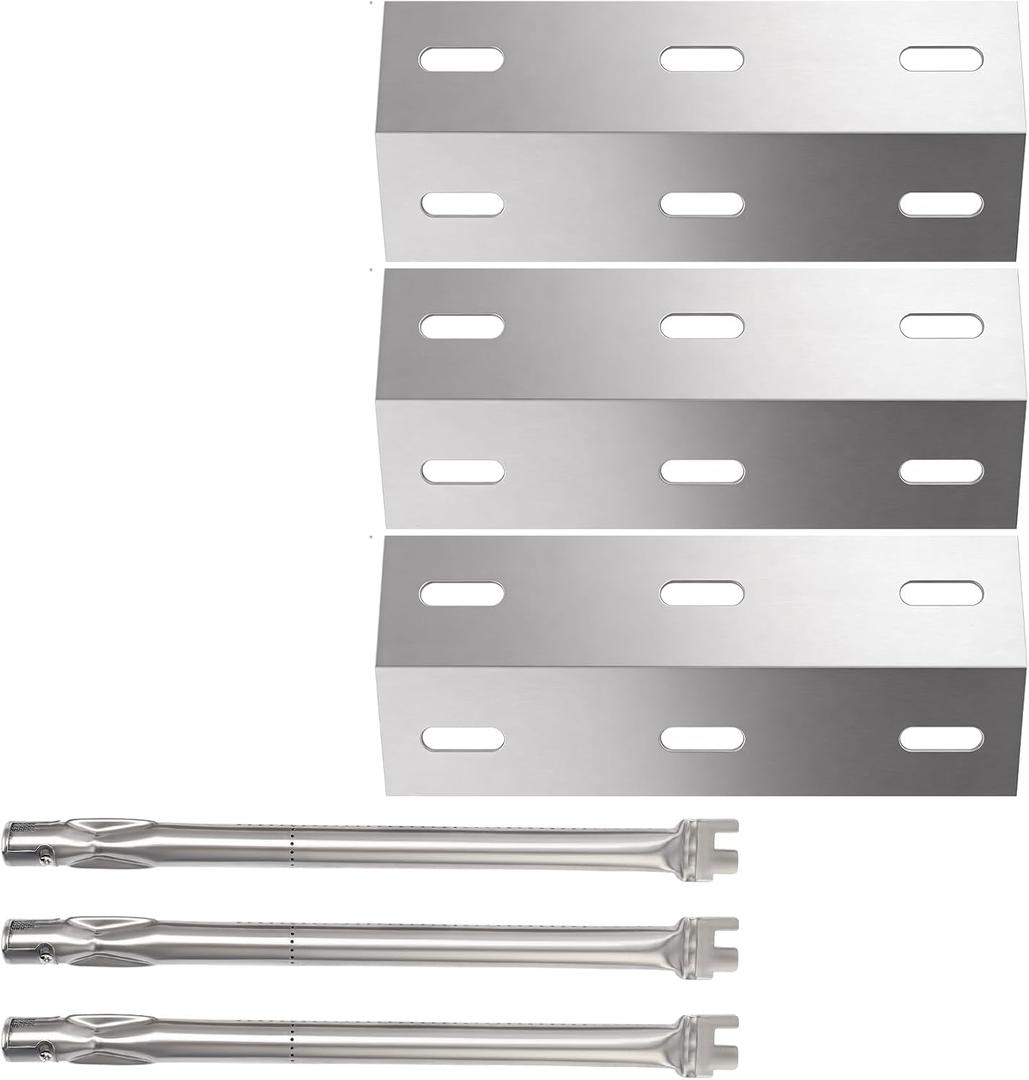 Hisencn Repair Kit for Ducane Gas Barbecue Grill 30400040, 3100, 3200, 3400 Burner Tube, Stainless Heat Plate Tent, Burner Cover Replacement for Ducane 3 Burner DUCHD1, 30500048, 30500602, DUCHP1